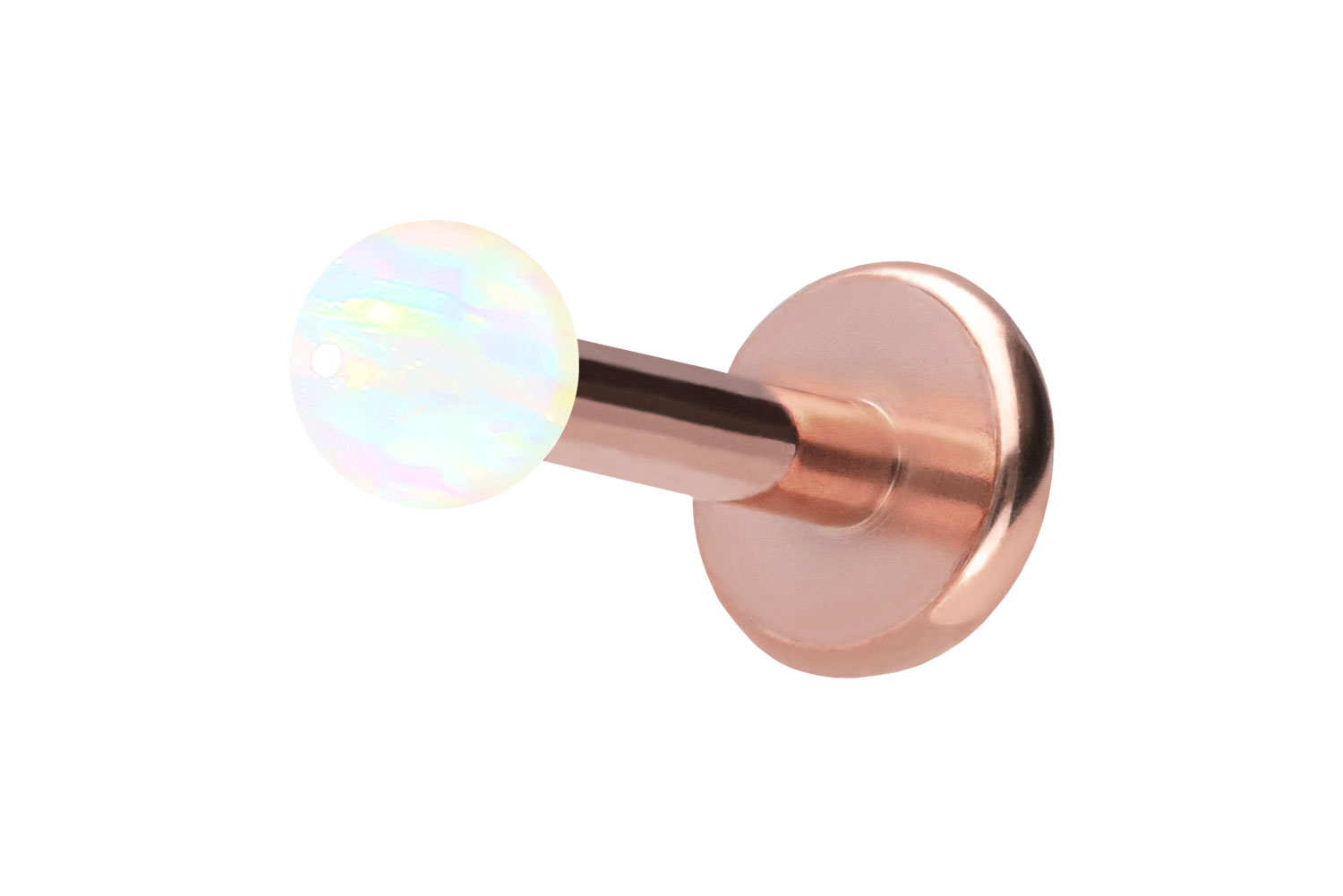 Titan Labret Piercing mit Push Fit SYNTHETISCHER OPAL